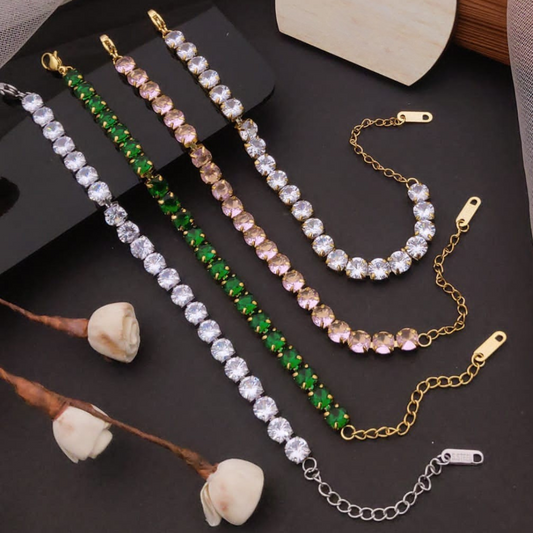 Classic round-cut stone tennis-style bracelets