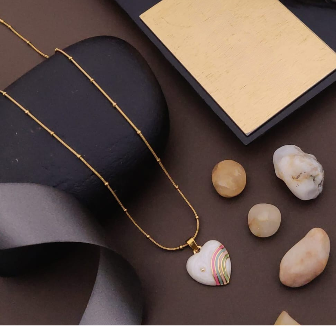 Rainbow Heart Pendant Necklace